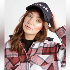 NWT Black and pink Playboy Logo Trucker Hat